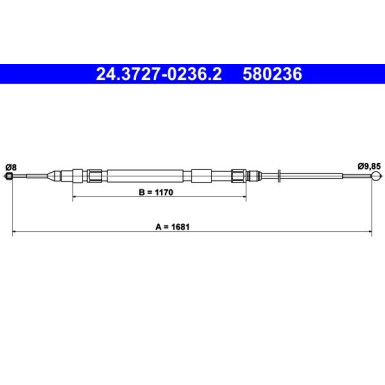 2 x ATE Seilzug, Feststellbremse | 24.3727-0236.2