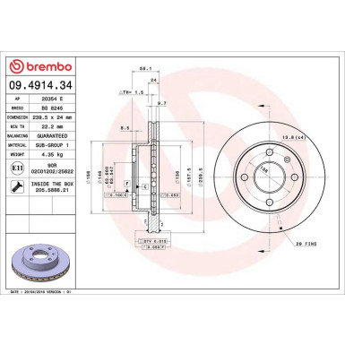 Brembo | Bremsscheibe | 09.4914.34