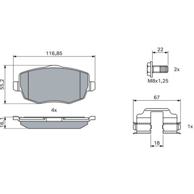 0 986 424 792 Bremsbelagsatz, Scheibenbremse