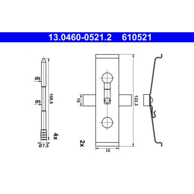 13.0460-0521.2 Zubehörsatz, Scheibenbremsbelag 13.0460-0521.2 Zubehörsatz, Scheibenbremsbelag