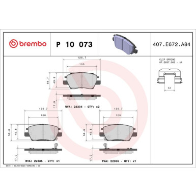 Brembo Bremsbelagsatz, Scheibenbremse PRIME LINE P 10 073
