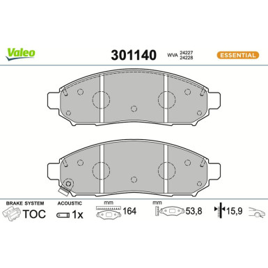 Valeo | Bremsbelagsatz, Scheibenbremse | 301140