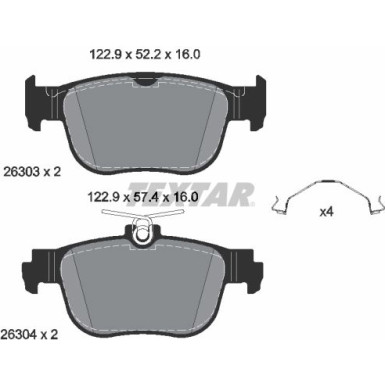 TEXTAR 2630301 Bremsbeläge nicht für Verschleißwarnanzeiger vorbereitet TEXTAR 2630301 Bremsbeläge nicht für Verschleißwarnanzeiger vorbereitet