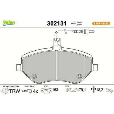 Valeo | Bremsbelagsatz, Scheibenbremse | 302131
