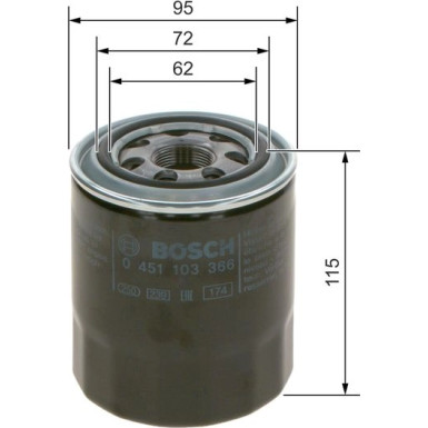 BOSCH 0 451 103 366 Ölfilter BOSCH 0 451 103 366 Ölfilter