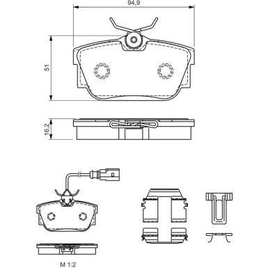 BOSCH Bremsbelagsatz, Scheibenbremse 0 986 494 529