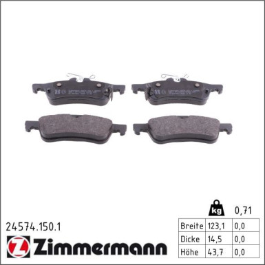 Zimmermann Bremsbelagsatz, Scheibenbremse 24574.150.1