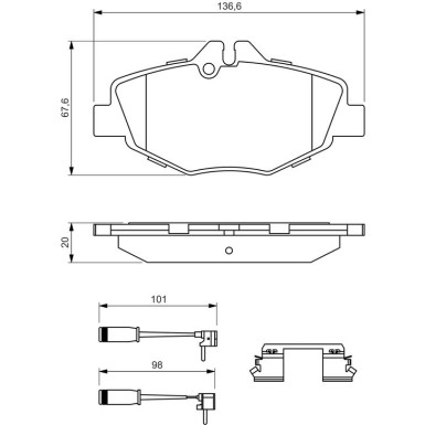 BOSCH Bremsbelagsatz, Scheibenbremse 0 986 494 647