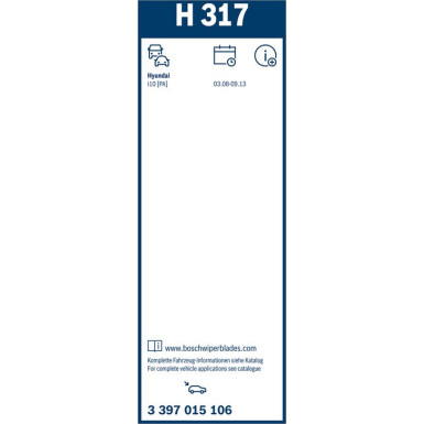 BOSCH H 317 Scheibenwischer Rear 3 397 015 106 BOSCH H 317 Scheibenwischer Rear 3 397 015 106