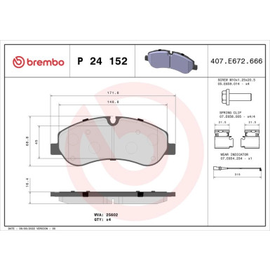 Brembo Bremsbelagsatz, Scheibenbremse PRIME LINE P 24 152