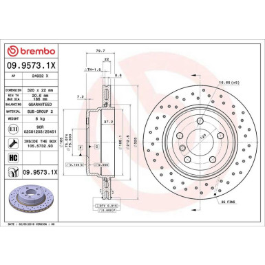 09.9573.1X Bremsscheibe XTRA LINE - Xtra