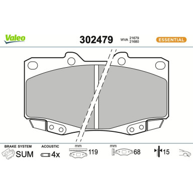 Valeo Bremsbelagsatz, Scheibenbremse ESSENTIAL 302479