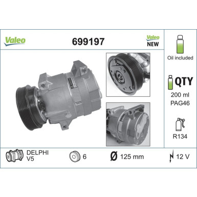 699197 Kompressor, Klimaanlage VALEO CORE-FLEX