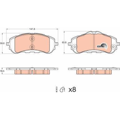 TRW Bremsbelagsatz, Scheibenbremse COTEC GDB2044