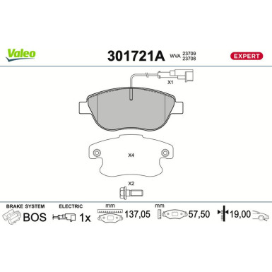 Valeo Bremsbelagsatz, Scheibenbremse EXPERT 301721A