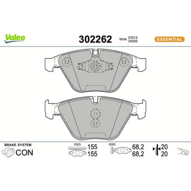 Valeo Bremsbelagsatz, Scheibenbremse ESSENTIAL 302262