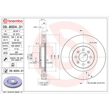 Brembo Bremsscheibe PRIME LINE - UV Coated 09.8004.31