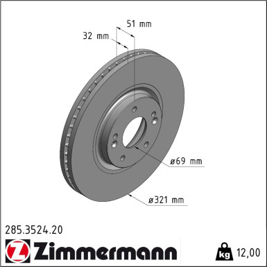 Zimmermann Bremsscheibe Coat Z 285.3524.20