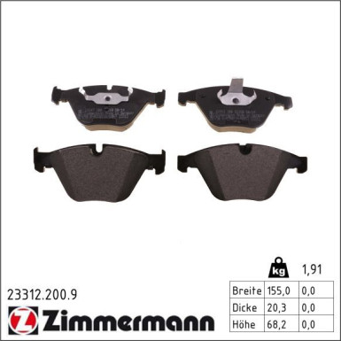 Zimmermann Bremsbelagsatz, Scheibenbremse pb:z 23312.200.9