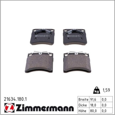 Zimmermann Bremsbelagsatz, Scheibenbremse 21634.180.1 Zimmermann Bremsbelagsatz, Scheibenbremse 21634.180.1
