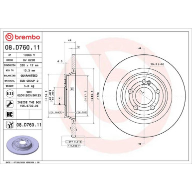 Brembo Bremsscheibe PRIME LINE - UV Coated 08.D760.11 Brembo Bremsscheibe PRIME LINE - UV Coated 08.D760.11