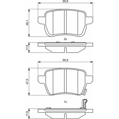 BOSCH Bremsbelagsatz, Scheibenbremse 0 986 494 802