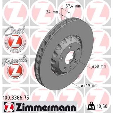 Zimmermann 2 x ZIMMERMANN Bremsscheibe Formula Z 100.3386.75