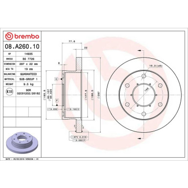 Brembo Bremsscheibe PRIME LINE 08.A260.10 Brembo Bremsscheibe PRIME LINE 08.A260.10