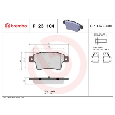 Brembo Bremsbelagsatz, Scheibenbremse PRIME LINE P 23 104