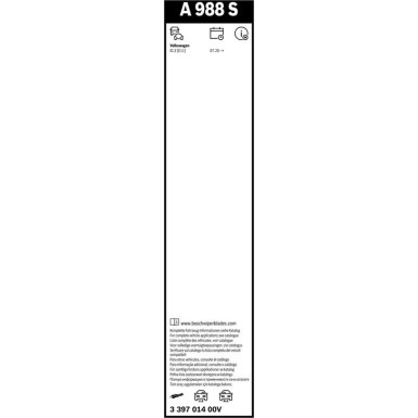 BOSCH A 988 S Scheibenwischer 750mm, 3 397 014 00V Flachbalkenwischblatt