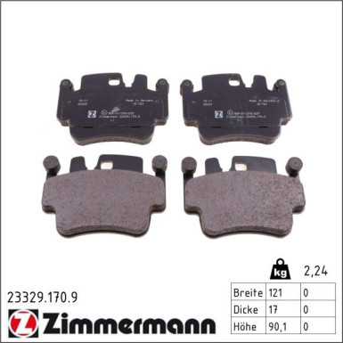 Zimmermann Bremsbelagsatz, Scheibenbremse pb:z 23329.170.9