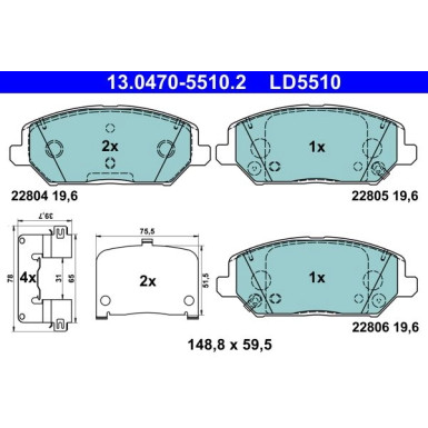 Bremsbelagsatz, Scheibenbremse ATE Ceramic 13.0470-5510.2