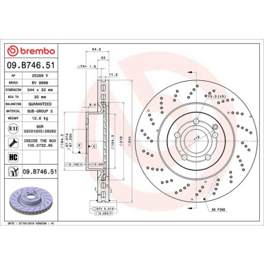 Brembo Bremsscheibe PRIME LINE - UV Coated 09.B746.51