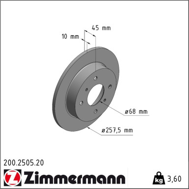 Zimmermann Bremsscheibe Coat Z 200.2505.20