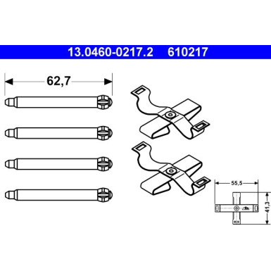 ATE | Zubehörsatz, Scheibenbremsbelag | 13.0460-0217.2