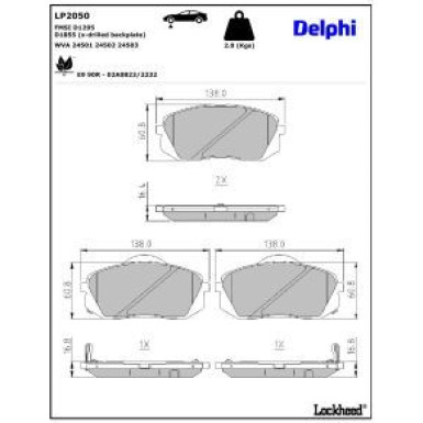 Delphi Bremsbelagsatz, Scheibenbremse LP2050