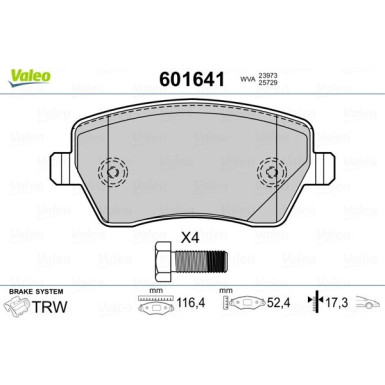 601641 Bremsbelagsatz, Scheibenbremse