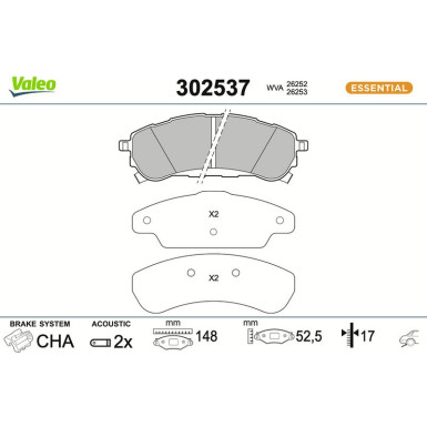 Valeo | Bremsbelagsatz, Scheibenbremse | 302537