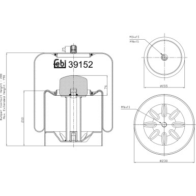 FEBI BILSTEIN 39152 Federbalg, Luftfederung FEBI BILSTEIN 39152 Federbalg, Luftfederung