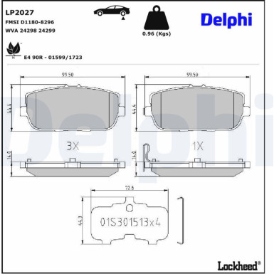 Delphi | Bremsbelagsatz, Scheibenbremse | LP2027