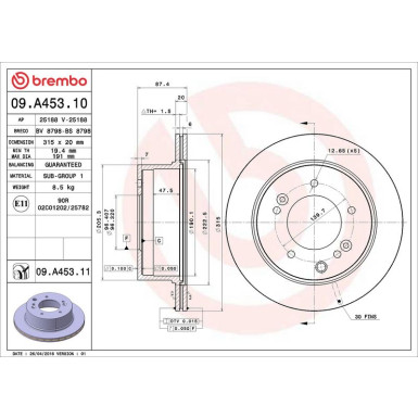 09.A453.11 Bremsscheibe PRIME LINE - UV Coated 09.A453.11 Bremsscheibe PRIME LINE - UV Coated
