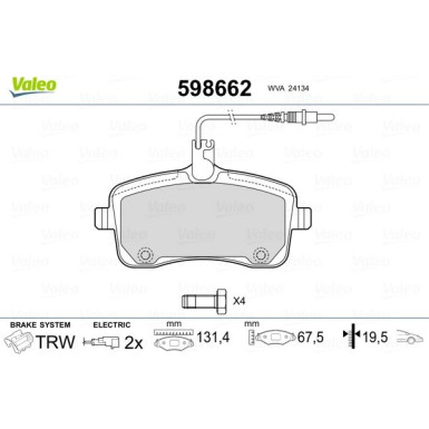 598662 Bremsbelagsatz, Scheibenbremse