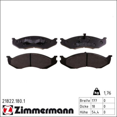 Zimmermann Bremsbelagsatz, Scheibenbremse 21822.180.1