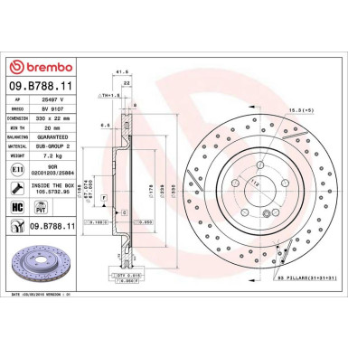 Brembo Bremsscheibe PRIME LINE - UV Coated 09.B788.11