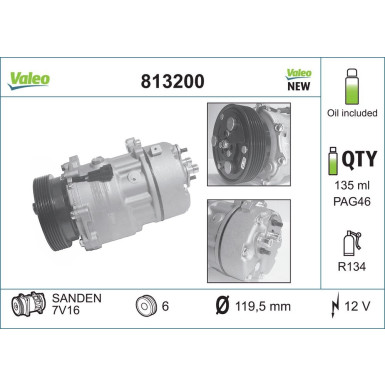 813200 Kompressor, Klimaanlage VALEO CORE-FLEX