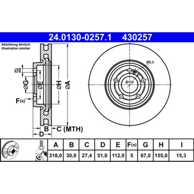ATE | Bremsscheibe | 24.0130-0257.1