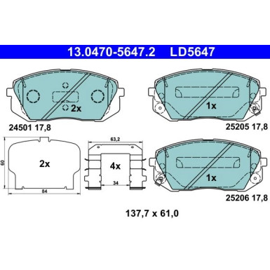 Bremsbelagsatz, Scheibenbremse ATE Ceramic 13.0470-5647.2