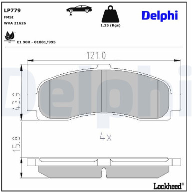 Delphi | Bremsbelagsatz, Scheibenbremse | LP779