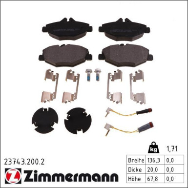 Zimmermann Bremsbelagsatz, Scheibenbremse 23743.200.2