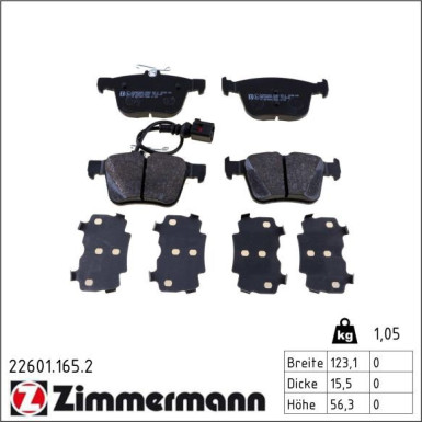 Zimmermann Bremsbelagsatz, Scheibenbremse 22601.165.2